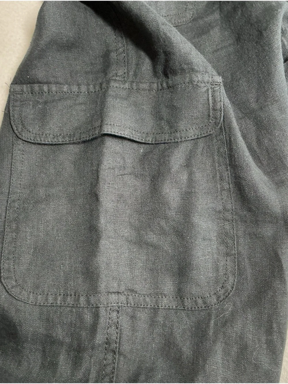 Nicole Miller linen Black ankle balloon Cargo beach Pants - Picture 10 of 12